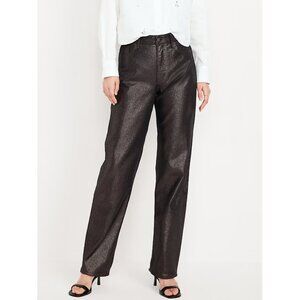 Old Navy black shine High-Waisted Shine OG Loose Jeans 16 HIGH RISE PARTY CITY